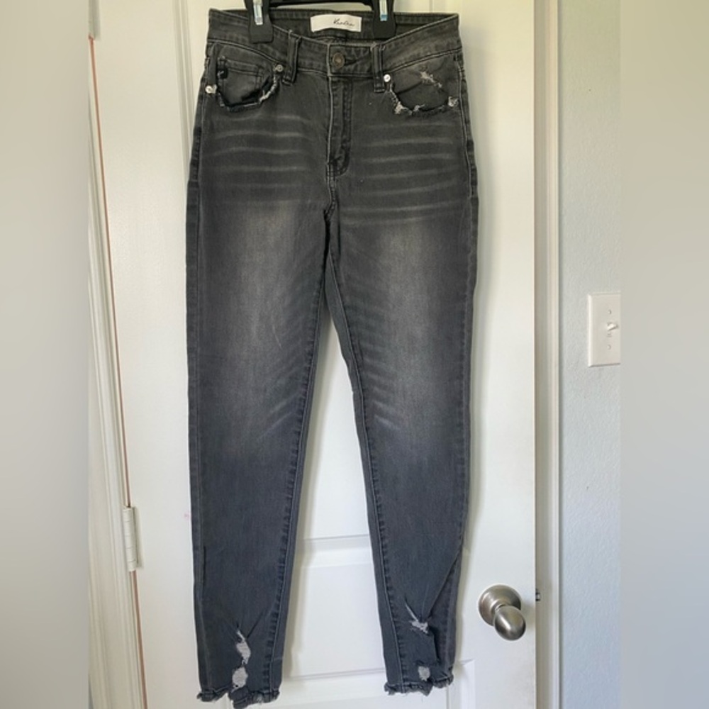 KanCan Charcoal Distressed Skinny Jeans